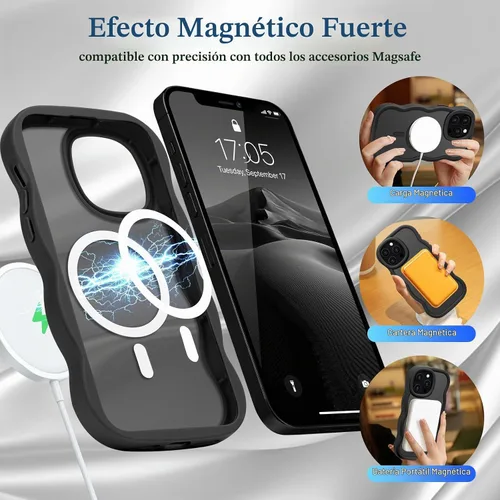 Vista 3 de Pepmune - Funda para iPhone 12 Pro Max con marco ondulado y estructura rígida, color mate claro, cubierta trasera unisex, compatible con Magsafe