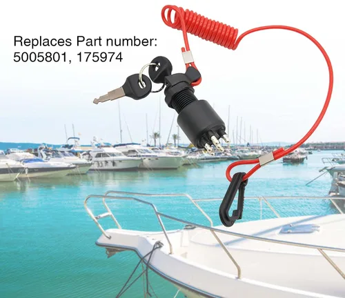 Vista 7 de 5005801 Interruptor de llave de encendido compatible con OMC Johnson Evinrude 40-200HP Reemplazo de motor fuera de borda 175974 5005801 Interruptor