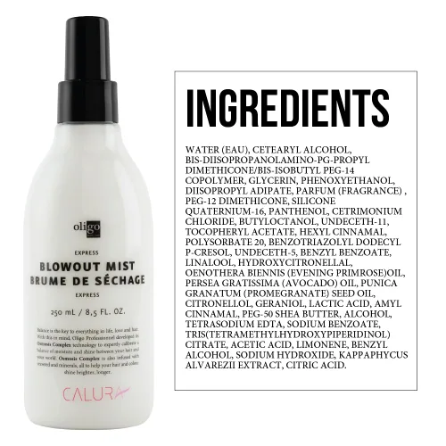 Vista 3 de Calura Express Blowout Mist por Oligo Professional Protector térmico para cabello con tecnología compleja de ósmosis Spray protector de calor
