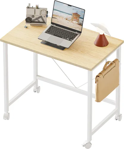 Vista 38 de Mericonia Escritorio de computador, escritorio de juegos para espacios pequeños, mesa moderna de estilo simple para oficina en casa, mesa de estudio