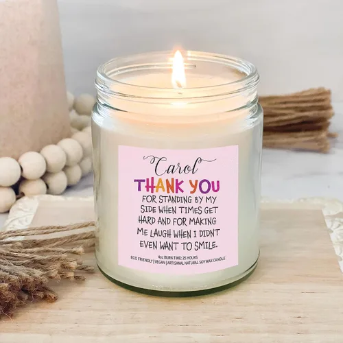 Vista 2 de Vela de cumpleaños personalizada, vela perfumada personalizada, regalos de agradecimiento, tarro de vela de granja de 8 onzas, vela de soja, regalos