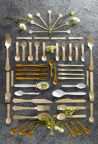 Vista 4 de PacknWood - 210SPKBEM - Tenedores envueltos individualmente - Cubiertos de bambú 100% naturales y compostables, Spork de plástico desechable