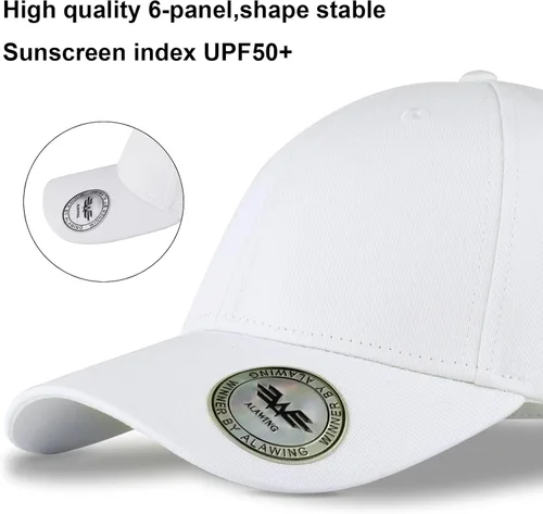 Vista 2 de ALAWING Gorra de béisbol plateada de tamaño ajustable para actividades al aire libre, algodón puro, resistente al sudor y transpirable, M