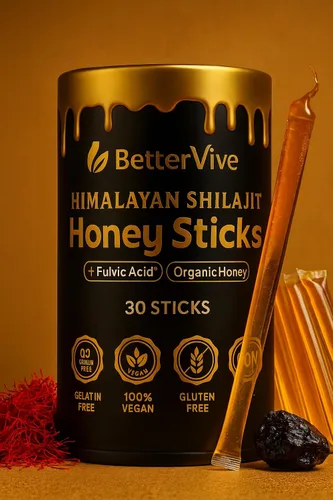Vista 3 de Palitos de miel shilajit del Himalaya prémium – 30 paquetes de un solo uso Miel orgánica cruda + resina Shilajit superior del Himalaya 85+