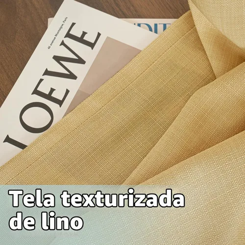 Vista 8 de LAMIT Cortinas de lino semitransparentes de 90 pulgadas para dormitorio, 2 Ojal de plata-marrón caramelo