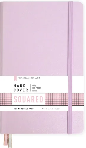 Vista 15 de Minimalism Art, Premium Hard Cover Notebook Journal, X-Large Size, Master A4 8.3" x 11.4", 186 Numbered Pages, Gusseted Pocket, Ribbon Bookmark