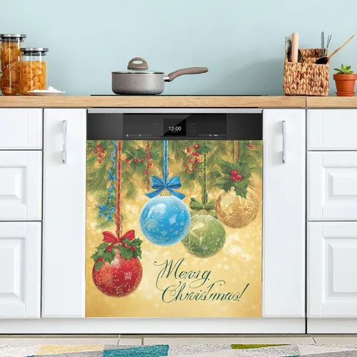 Vista 2 de Bolas de Navidad para árbol de lavavajillas, cubierta magnética para refrigerador, paneles de puerta, gabinete del hogar, electrodomésticos