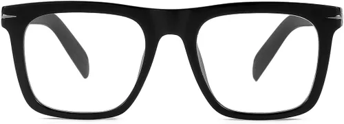 Vista 3 de Gafas de bloqueo de luz azul de moda con marco cuadrado para hombres y mujeres, gafas de computadora sin receta, 01 Negro