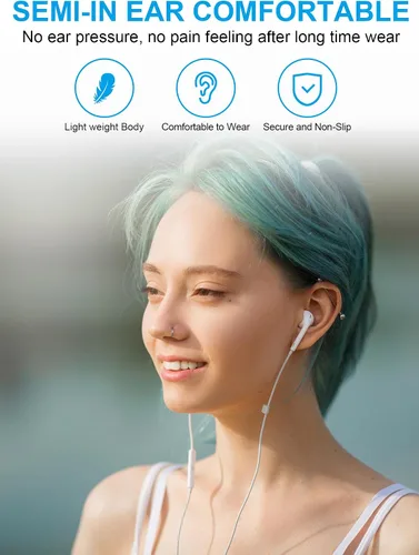 Vista 3 de Auriculares con cable USB C, auriculares con cable para iPhone 17 16 15, auriculares tipo C con micrófono y control remoto, auriculares con cable