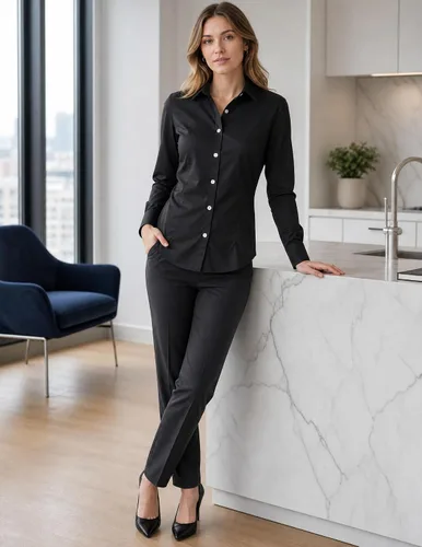 Vista 4 de Beninos Camisas de vestir para mujer, manga larga, con botones, ropa de trabajo