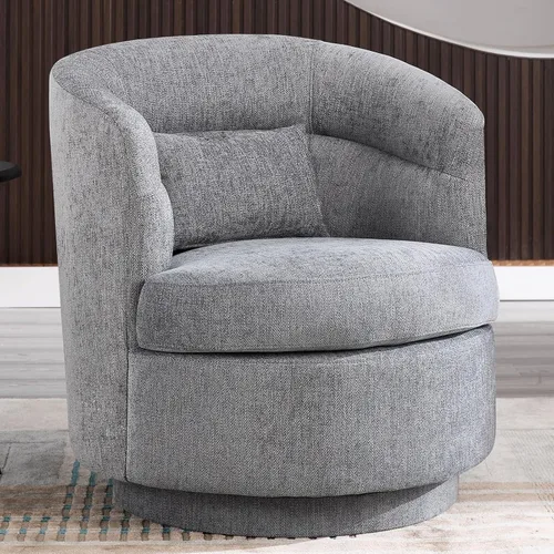Vista 8 de CANMOV - Silla giratoria con acento, silla de barril redonda de 360 grados con almohada, sillón de club individual tapizado, cómodo, para sala