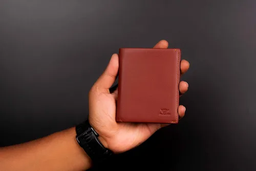 Vista 9 de Mush & Bow Sirius - Cartera para hombre, bloqueo RFID, plegable y delgada, Marrón, Minimalista
