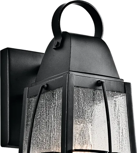 Vista 4 de Kichler Tolerand 49552BKT - Lámpara de pared para exteriores de 12 pulgadas en negro texturizado, 1 luz de pared exterior para porche con vidrio