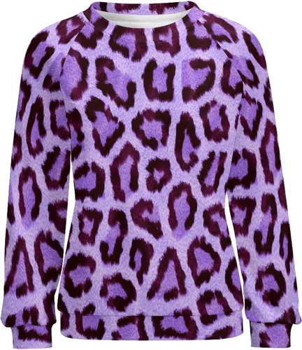 Vista 4 de GELEGLAER Sudadera con estampado de leopardo para mujer, cuello redondo, sin botones, estética, con estampado 3D, adorable