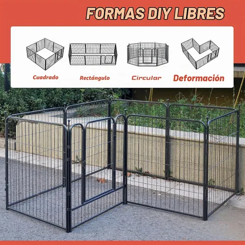 Vista 5 de Corralito para perros, 32/40/45 pulgadas de altura en resistente, plegable para interiores y exteriores, valla antióxido para ejercicio de perros