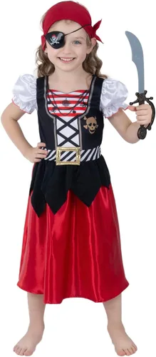 Vista 9 de Lingway Toys Disfraz de lujo de pirata para niñas, vestido de princesa bucanera para niños