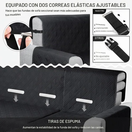 Vista 6 de TAOCOCO Fundas de Sofá Seccional 100% Impermeables en Forma de L, Fundas de Sofá de 3 Piezas, Funda de Chaise Lounge para Mascotas y Niños, Fundas