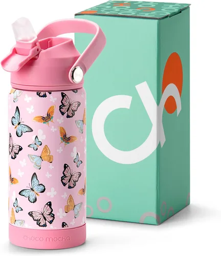 Vista 13 de Botella de Agua Choco Mocha para Niños para la Escuela, Botella de Agua Aislada para Niños de Acero Inoxidable para Niños, 14 Oz Camión Monstruo