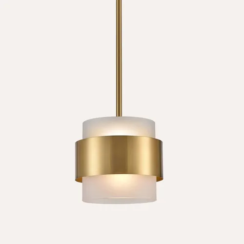 Vista 9 de CLAXY - Lámpara colgante de cocina dorada con pantalla cilíndrica transparente Straight Gold Rod Small Hanging Light for Kitchen Sink/Bar Dining