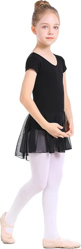 Vista 5 de danswan Leotardos de manga larga con falda de ballet, vestidos de baile, traje de tutú para niñas pequeñas