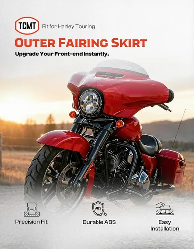 Vista 2 de TCMT Falda de carenado inferior exterior de murciélago para Harley Touring Street Glide Electra Glide Ultra Limited 2014-2023 de plástico para Negro