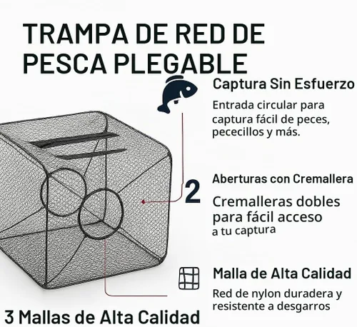 Vista 5 de Trampa de red de pesca plegable y trampa para pececillos