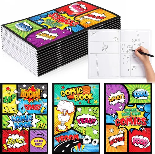 Vista 8 de Harloon 3 piezas de cómics en blanco de 6.6 x 10 pulgadas con paneles, dibuja tú mismo, plantillas de dibujos de cómics, diseños variados, diseños
