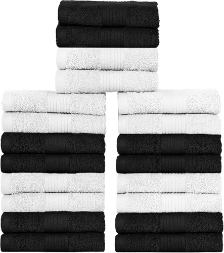 Vista 39 de Ample Decor Juego de 12 toallas de baño de 600 GSM, 100% algodón, 4 toallas de baño, 4 toallas de mano, 4 paños de lavado, absorbentes y suaves