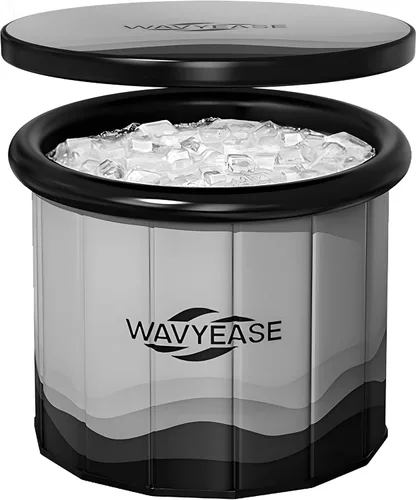 Vista 9 de WAVYEASE® Bañera portátil para adultos - (31.5 pulgadas de largo x 26 pulgadas de alto) bañera fría plegable para recuperación - Bañera de remojo