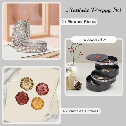 Vista 3 de CONBOLA Organizador de joyas, caja de almacenamiento de joyas pequeña para mujer, soporte para aretes para mujeres, bandeja de joyería giratoria