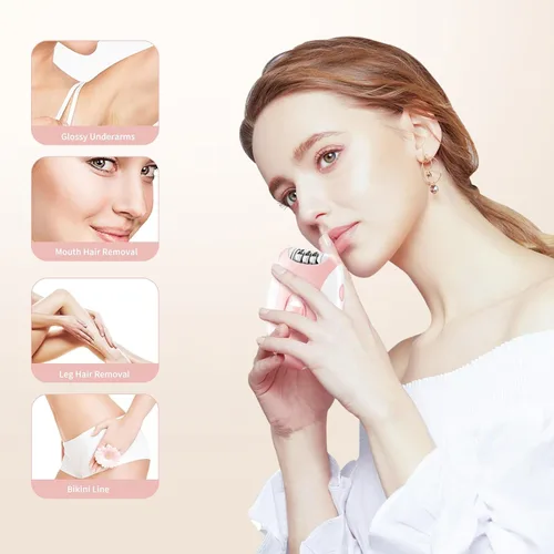 Vista 4 de Depiladoras para mujeres, depiladora facial para mujeres, depiladora facial inalámbrica con 2 velocidades, dispositivo de eliminación de vello