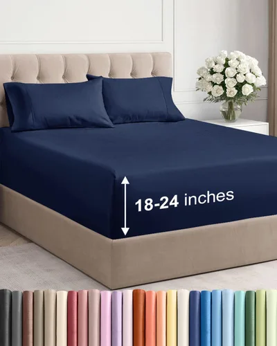 Vista 106 de Sábanas individuales de bolsillo extra profundo, sábanas transpirables y refrescantes de 3 piezas, juego de sábanas de lujo para hotel, suaves, sin