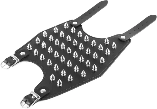 Vista 4 de HZMAN Brazaletes unisex de metal negro con tachuelas punk rock correa ancha de cuero para el brazo guantelete de muñeca puños armadura Negro