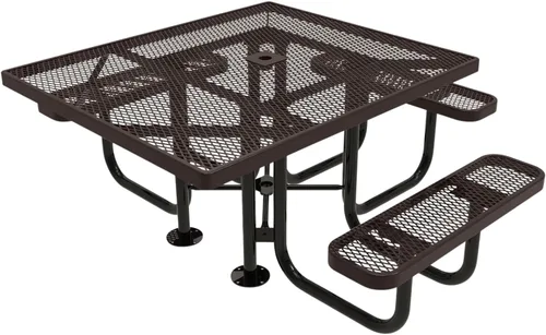 Vista 70 de COATEDOUTDOORFURNITURE Mesa de picnic cuadrada de 46 pulgadas, expandida, color negro