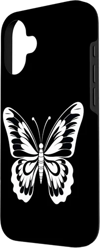 Vista 2 de Funda gráfica de mariposa blanca y negra para iPhone 16