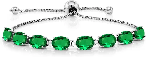 Vista 171 de Gem Stone King Pulsera de plata de ley 925 con piedra natal ovalada de 0.276 x 0.197 in para mujer, totalmente ajustable hasta 9 pulgadas