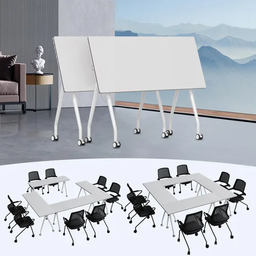 Vista 20 de Paquete de 2 mesas de conferencias plegables, mesa de reunión modular de 1915-gris
