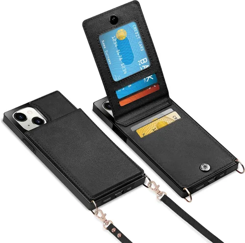 Vista 9 de Vofolen - Funda tipo cartera para iPhone 11 con tarjetero y bloqueo RFID, color negro Crossbody Adjustable Strap Purse Magnetic Clasp Heavy Duty