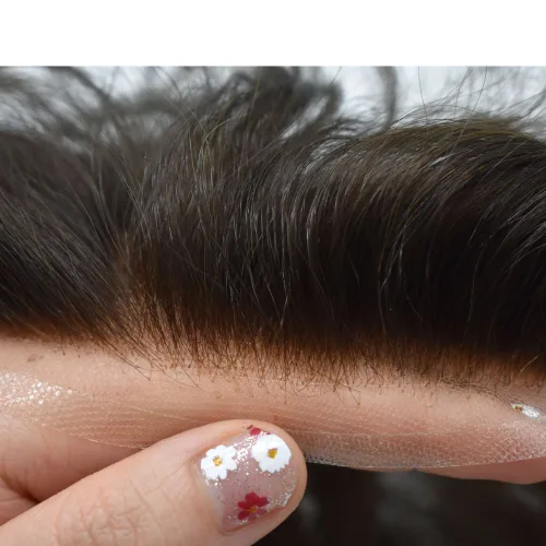 Vista 4 de Hombres Toupee Sistema de Cabello Humano Real para Hombres Encaje Suizo Toupee Para Hombres Nudos Blanqueados Hombres Hairpieces Pieza Para Hombres