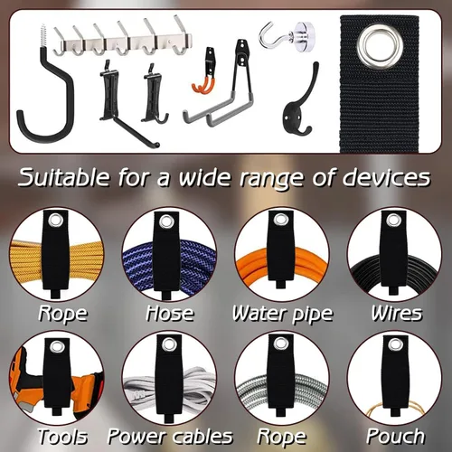 Vista 4 de Zkptops Organizador de cables de extensión, correas de almacenamiento resistentes, correas de gancho y bucle, accesorios de almacenamiento