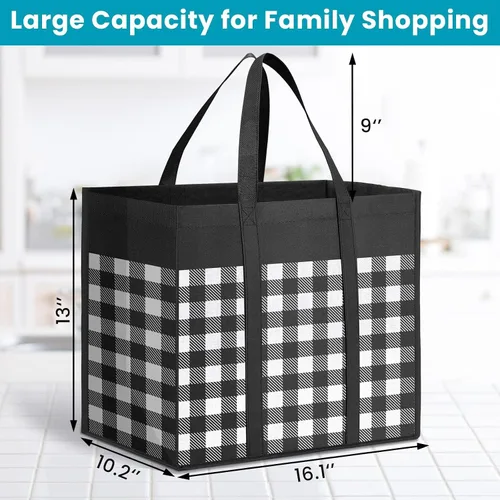 Vista 3 de WOWBOX Bolsas de comestibles reutilizables, paquete de 4, bolsas de compras plegables reutilizables a granel con asas reforzadas, bolsas