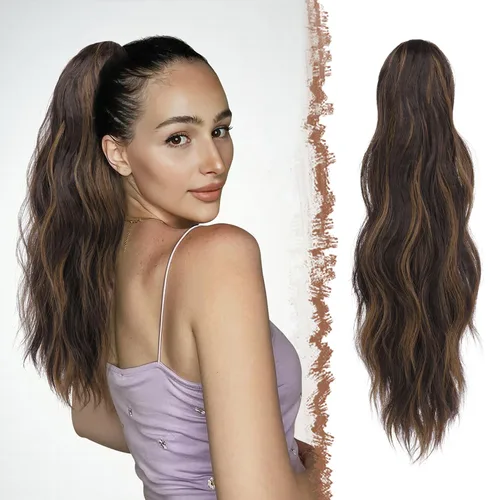 Vista 15 de FESHFEN Extensiones de Cola de Caballo, Pieza de Cabello de Cola de Caballo Larga con Pinza de Garra, Pieza de Cabello Sintético de Colas de Caballo