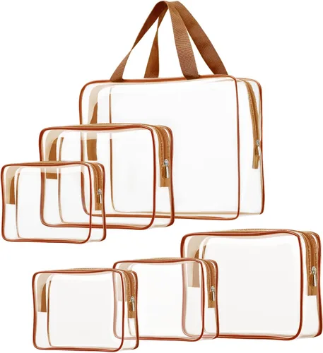 Vista 9 de 3 bolsas de cosméticos transparentes, aprobadas por la TSA, juego de bolsas de aseo transparentes para viajes, playa, bolsa de organización