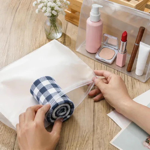 Vista 6 de Arroyner Mini bolsa de maquillaje transparente, 15 piezas, pequeñas bolsas de cosméticos de plástico transparente con cremallera, bolsa