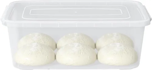 Vista 2 de Paquete de 4 cajas de prueba de masa transparente de 14 L, contenedor de almacenamiento de pizza para alimentos