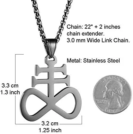Vista 4 de HZMAN Collar colgante de cruz de acero inoxidable unisex de la iglesia de Satanás de Satanás de Leviatán,Joyería religiosa