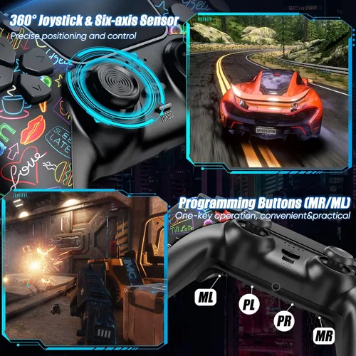 Vista 5 de RIIKUNTEK Wireless Controller Compatible with PS-4PS-3SwitchAndroidPC, Bluetooth Game Controller for PS4 with Dual Vibration, Touchpad, Six-Axis