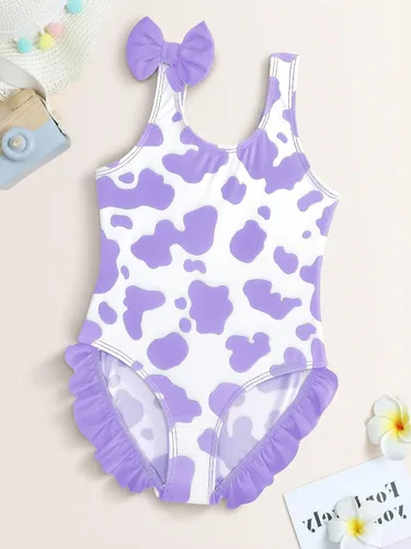 Vista 5 de WDIRARA Traje de baño de una pieza con estampado de vaca para niña