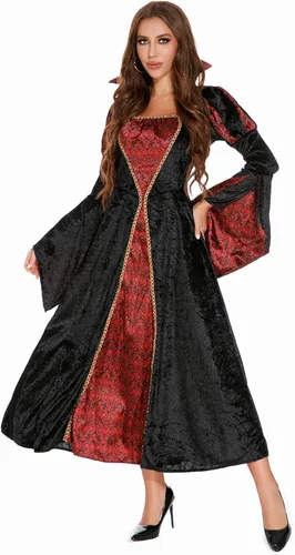 Vista 3 de HAPNBCELE Disfraz de vampiro para mujer, vestidos góticos de reina oscura de Halloween