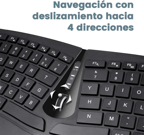 Vista 4 de Perixx PERIDUO-606 ES Conjunto de teclado Compacto Ergonómico inalámbrico y Ratón Vertical portátil - con reposa muñeca Ajustable y Teclas